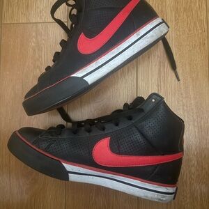 Nike 5Y Black and Red high top Sneakers